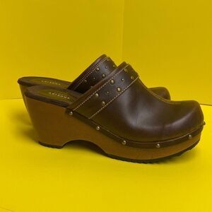 The Original Arizona Women's Mule Leather Wedge Sandals Brown Size 9.5 NWOT
